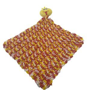 Handmade Multicolor Crochet Lovey With Sesame Street Big Bird Head Baby Toddler